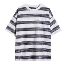 Load image into Gallery viewer, Sicilian men&#39;s round neck hit color short-sleeved t-shirt men&#39;s summer thin casual trendy men&#39;s loose striped t-shirt
