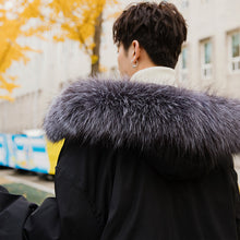 Load image into Gallery viewer, Sicilian men&#39;s Korean version of the trend of hooded fur collar padded jacket men&#39;s loose winter thick black padded jacket men
