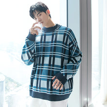 Load image into Gallery viewer, Sicilian Men&#39;s Plaid Contrasting Color Round Neck Japanese Gentle Wind Top Trend Loose Pullover Sweater Men
