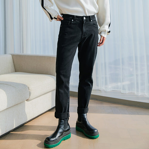 Sicilian men's winter new jeans Korean style trend plus fleece trousers loose wild casual trousers men