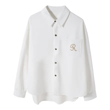 Load image into Gallery viewer, Sicilian men&#39;s handsome lapel embroidery trend casual white shirt men&#39;s long-sleeved Korean boys autumn tops
