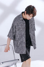 Load image into Gallery viewer, Sicilian men&#39;s niche design sense short-sleeved fringe handsome shirt men&#39;s short-sleeved loose plaid shirt jacket
