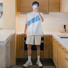 Load image into Gallery viewer, Sicilian men&#39;s summer Harajuku style short-sleeved men&#39;s tide brand trend loose boys half-sleeved white stitching t-shirt
