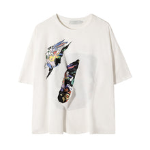 Load image into Gallery viewer, 【Limited Time Special】Summer short-sleeved men&#39;s tide brand trend loose men&#39;s half-sleeved hole printed white t-shirt
