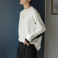 Load image into Gallery viewer, Sicilian men&#39;s autumn men&#39;s tops Korean version of the trend of loose inner base shirt stitching white long-sleeved T-shirt

