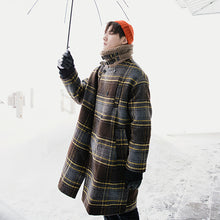 Load image into Gallery viewer, 【Spot quick delivery】Lamb wool plaid mid-length woolen coat winter men&#39;s woolen coat
