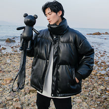Load image into Gallery viewer, Sicilian men&#39;s winter new style stand-up collar cotton-padded jacket warm bread clothing with bear doll loose men&#39;s jacket

