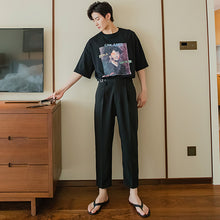 Load image into Gallery viewer, Sicilian men&#39;s thin casual pants men&#39;s Korean version of the trend of men&#39;s black nine-point loose straight-leg pants
