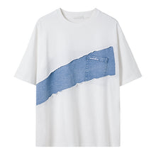 Load image into Gallery viewer, Sicilian men&#39;s summer Harajuku style short-sleeved men&#39;s tide brand trend loose boys half-sleeved white stitching t-shirt
