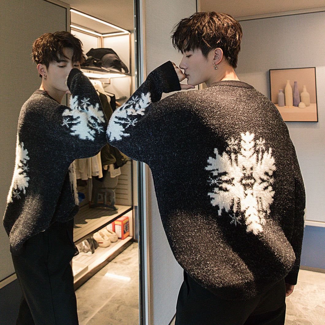 Sicilian men's autumn and winter bottoming sweater Korean version of the trend loose thick Christmas round neck sweater men
