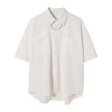Load image into Gallery viewer, Sicilian men&#39;s summer thin white short-sleeved shirt male Korean version of the trend loose men&#39;s five-point sleeve white shirt
