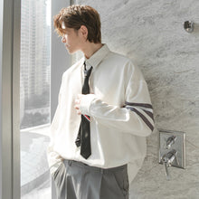 Load image into Gallery viewer, Sicilian men&#39;s color contrast Japanese style tie shirt men&#39;s Korean style long-sleeved trendy handsome boys spring top
