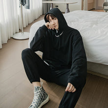 Load image into Gallery viewer, Sicilian Men&#39;s Spring Hooded Sweater Black Two-Piece Pants Men&#39;s Casual Korean Sports Suit Men
