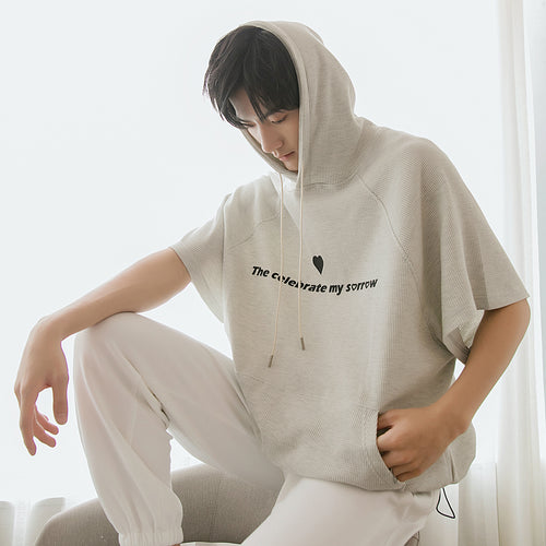 Sicilian Men's Summer Casual White Short Sleeve Sweater Men's Hooded 2021 New Thin Loose Tide Brand Top