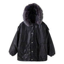 Load image into Gallery viewer, 【Take a 40% off straight down】Men&#39;s fur collar hooded leather jacket Korean style trend loose handsome youth jacket
