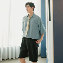 Load image into Gallery viewer, Sicilian men&#39;s summer college style tie shirt male Korean style trend five-point sleeve loose men&#39;s short-sleeved shirt
