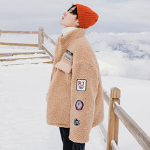 Load image into Gallery viewer, 【Spot quick delivery】Fast delivery ~ lamb hair badge embroidered cotton jacket men&#39;s winter Korean version
