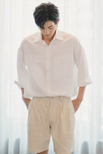 Load image into Gallery viewer, Sicilian men&#39;s summer thin three-quarter sleeve white shirt male Korean version of the trend loose men&#39;s white short-sleeved shirt
