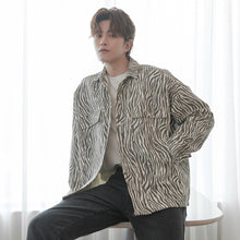 Load image into Gallery viewer, Sicilian men&#39;s lapel jacket male autumn and winter handsome casual long-sleeved zebra pattern jacket male Korean trend top
