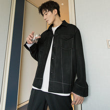 Load image into Gallery viewer, Sicilian men&#39;s autumn deerskin velvet jacket male Korean version of the trend handsome loose men&#39;s black lapel jacket
