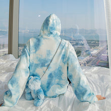 Load image into Gallery viewer, Sicilian men&#39;s autumn new tie-dye top with cross-body bear doll trendy loose and handsome hooded sweater
