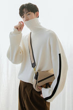 Load image into Gallery viewer, Sicilian men&#39;s winter new turtleneck sweater Korean version of the trend of contrast stitching loose wild men&#39;s sweater
