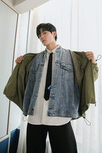 Load image into Gallery viewer, Sicilian men&#39;s spring clothes new men&#39;s denim stitching fake two-piece jacket coat loose fashion all-match top
