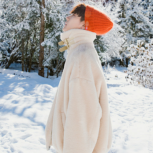 Sicilian Men's Men's Faux Rabbit Fur Both Sides Wear Loose Thick White Cotton Jacket Men's Fall Winter