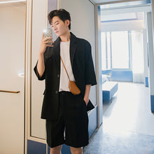 Load image into Gallery viewer, Sicilian men&#39;s summer thin short-sleeved suit jacket male Korean style trend loose men&#39;s three-quarter sleeve suit
