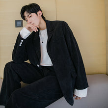 Load image into Gallery viewer, Sicilian men&#39;s spring new style youth Korean handsome corduroy casual suit straight trousers two-piece suit

