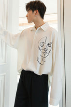 Load image into Gallery viewer, [西西里男装春季黑色长袖衬衫男韩版潮流男士休闲宽松印花衬衣外套]
