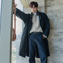 Load image into Gallery viewer, Sicilian men&#39;s jacket men&#39;s Korean style trend all-match men&#39;s denim stitching over the knee mid-length windbreaker
