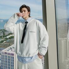 Load image into Gallery viewer, Sicilian men&#39;s Korean men&#39;s thin knit top loose letters white v-neck sweater men&#39;s trend
