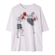 Load image into Gallery viewer, Sicilian men&#39;s summer Korean men&#39;s short-sleeved men&#39;s tide brand trend half-sleeved loose white graffiti printed t-shirt
