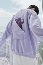 Load image into Gallery viewer, Sicilian men&#39;s pullover long-sleeved top design sense of back flocking letters cute bear loose round neck sweater
