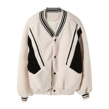Load image into Gallery viewer, Sicilian men&#39;s winter fleece baseball jacket jacket color matching loose college style lamb wool jacket
