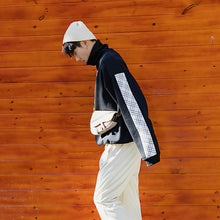 Load image into Gallery viewer, Sicilian Men&#39;s Men&#39;s Loose White Top Korean Trend Plaid Stitching Plus Velvet Turtleneck Sweater Men&#39;s Spring and Autumn
