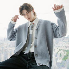 Load image into Gallery viewer, Sicilian men&#39;s wear send tie autumn men&#39;s cardigan jacket male Korean version of the trend loose college style sweater
