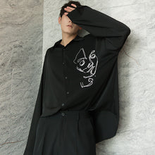 Load image into Gallery viewer, [西西里男装春季黑色长袖衬衫男韩版潮流男士休闲宽松印花衬衣外套]
