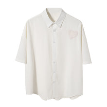 Load image into Gallery viewer, Sicilian men&#39;s white ice silk short-sleeved shirt men&#39;s Korean version of the trend loose color embroidery men&#39;s white shirt
