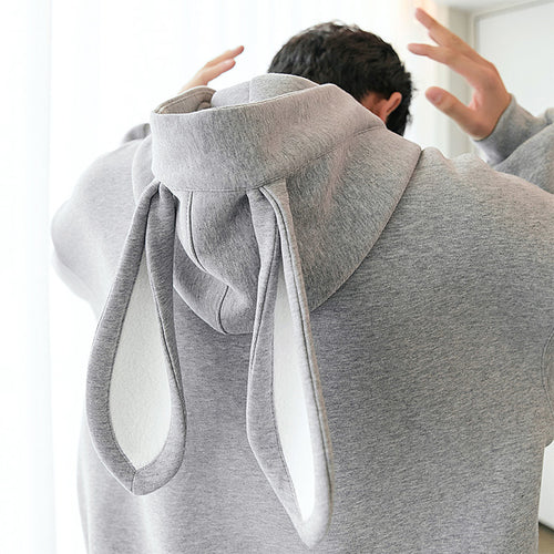 Sicilian men's autumn new lazy style long-sleeved cute rabbit ears casual loose student sweater hooded