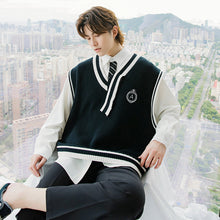 Load image into Gallery viewer, Sicilian men&#39;s spring college style V-neck sweater men&#39;s Korean style trend loose boys hit color sleeveless vest
