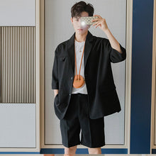 Load image into Gallery viewer, Sicilian men&#39;s summer thin short-sleeved suit jacket male Korean style trend loose men&#39;s three-quarter sleeve suit
