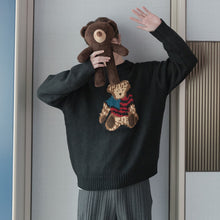Load image into Gallery viewer, Sicilian men&#39;s bear jacquard long-sleeved sweater student pullover round neck sweater men&#39;s autumn jacket
