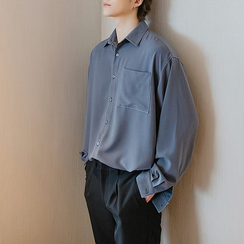 Sicilian men's high-end shirt men's Korean version of the trend of handsome and loose men's fall feeling drape shirt jacket
