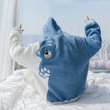 Load image into Gallery viewer, Sicilian men&#39;s winter new lamb velvet hooded sweater design on the back, cute bear hit color shirt for men 4670806167105 4670806167104 4670806167106 4670806167103
