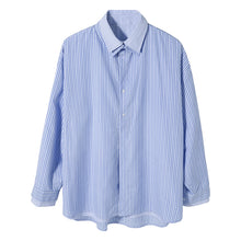 Load image into Gallery viewer, Sicilian men&#39;s autumn fake two-piece striped long-sleeved shirt male Korean version of the trend loose simple shirt jacket
