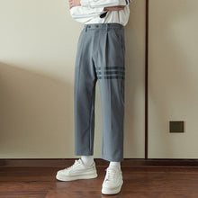 Load image into Gallery viewer, Sicilian Men&#39;s Trendy Autumn Stripes Contrast Color Stitching Nine-point Casual Pants Men&#39;s Straight Loose Pants
