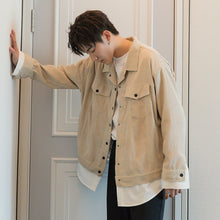 Load image into Gallery viewer, Sicilian men&#39;s stitching fake two-piece corduroy jacket male Korean version of the trend loose men&#39;s lapel spring and autumn jacket
