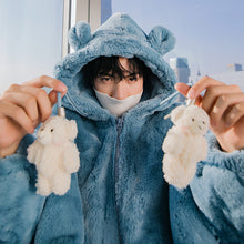 Load image into Gallery viewer, Sicilian Men&#39;s Winter New Thick Bear Head Hooded Sweater Cute Loose Casual Warm Rabbit Fleece Jacket Men
